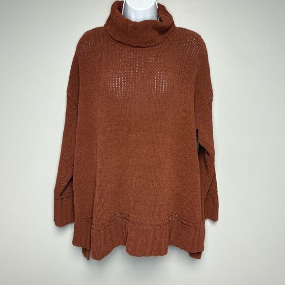 aerie Sweaters - Aerie Cableknit Turtle Neck Oversized Burgundy Sweater Womens Sz S